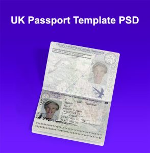 uk passport Template psd