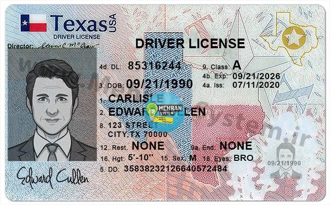 Editable Texas Driving Licence PSD Template Mehran System