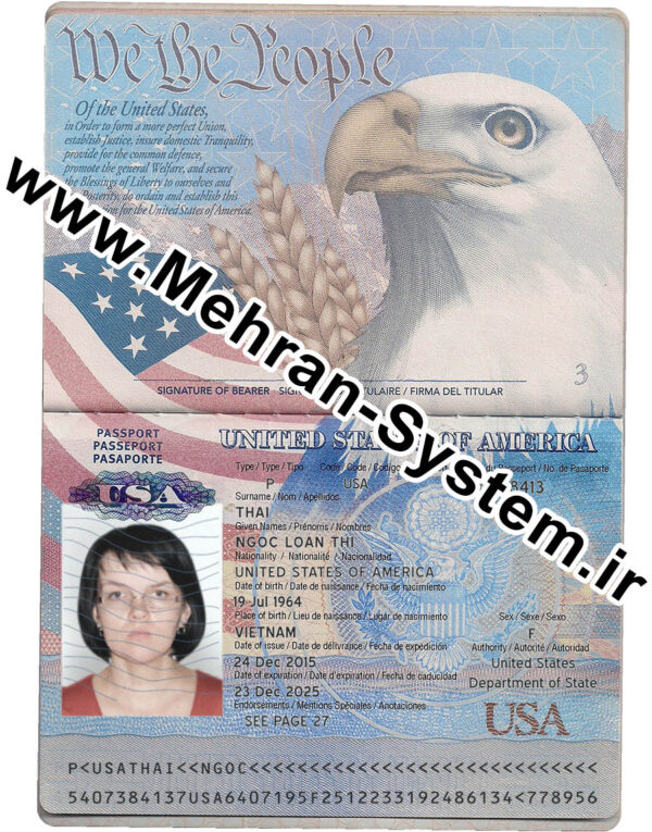 پاسپورت لایه باز آمریکا با کیفیت
