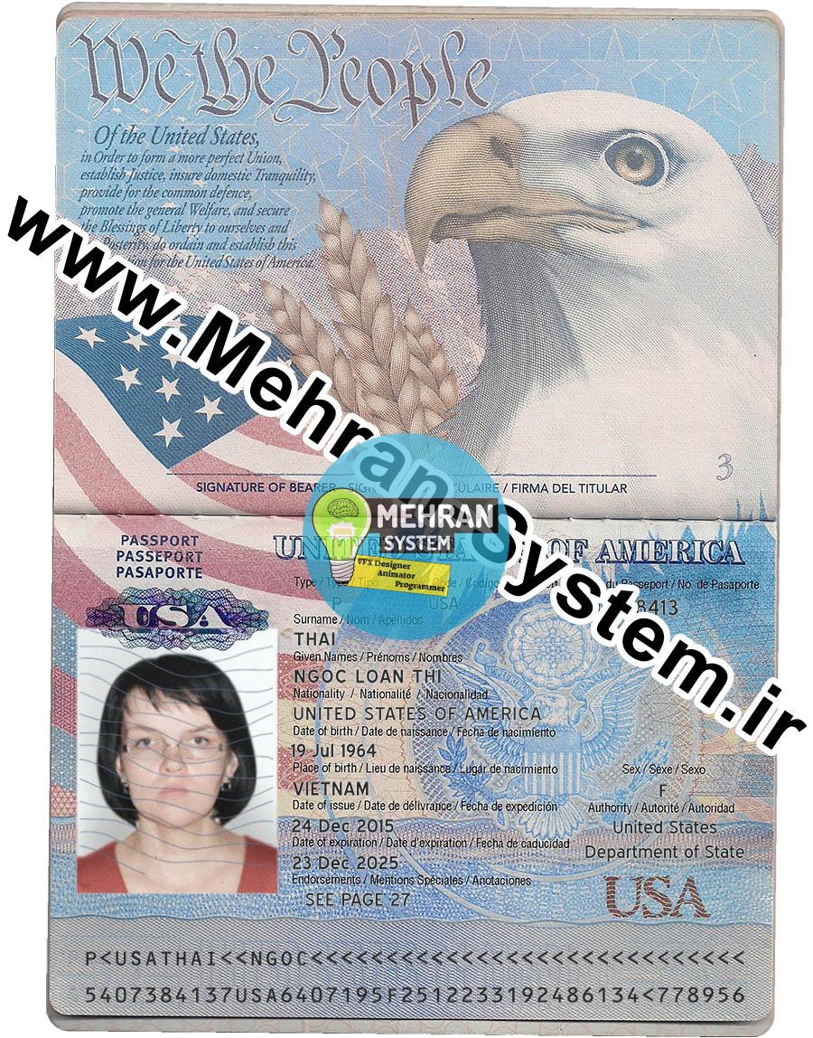 پاسپورت لایه باز آمریکا با کیفیت