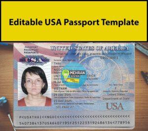 usa passport template editable