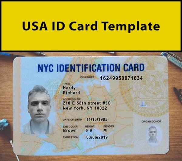 USA ID Card Template PSD