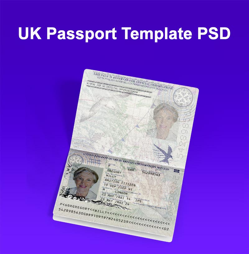 uk passport Template psd