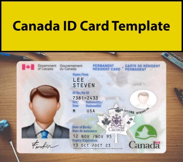 canada id card template psd
