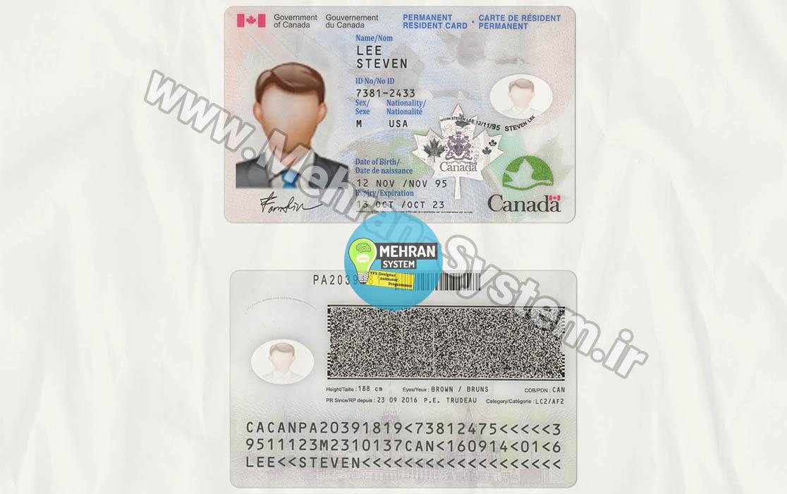 فایل لایه باز آیدی کارت کانادا (Canada ID Card) 2 آیدی کارت اسکن کانادا