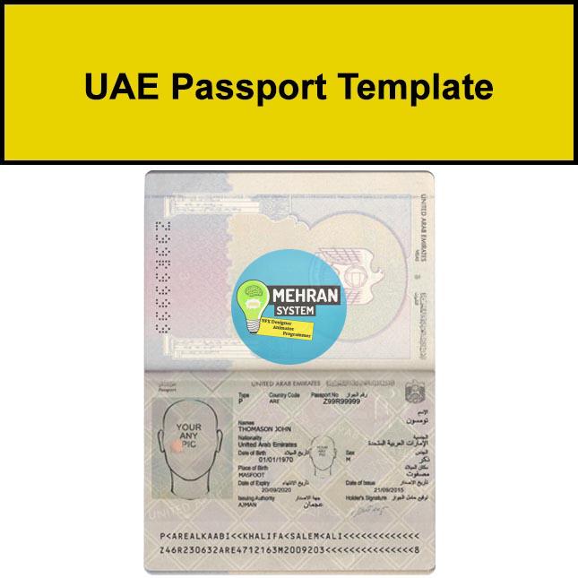 UAE Passport Template PSD