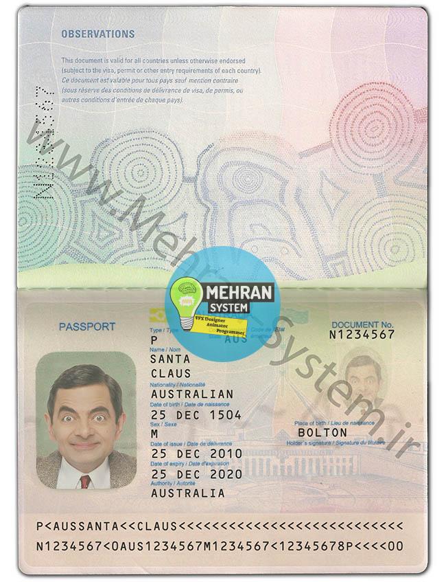 فایل لایه باز پاسپورت استرالیا (Australia Passport) 4 پاسپورت لایه باز امارات