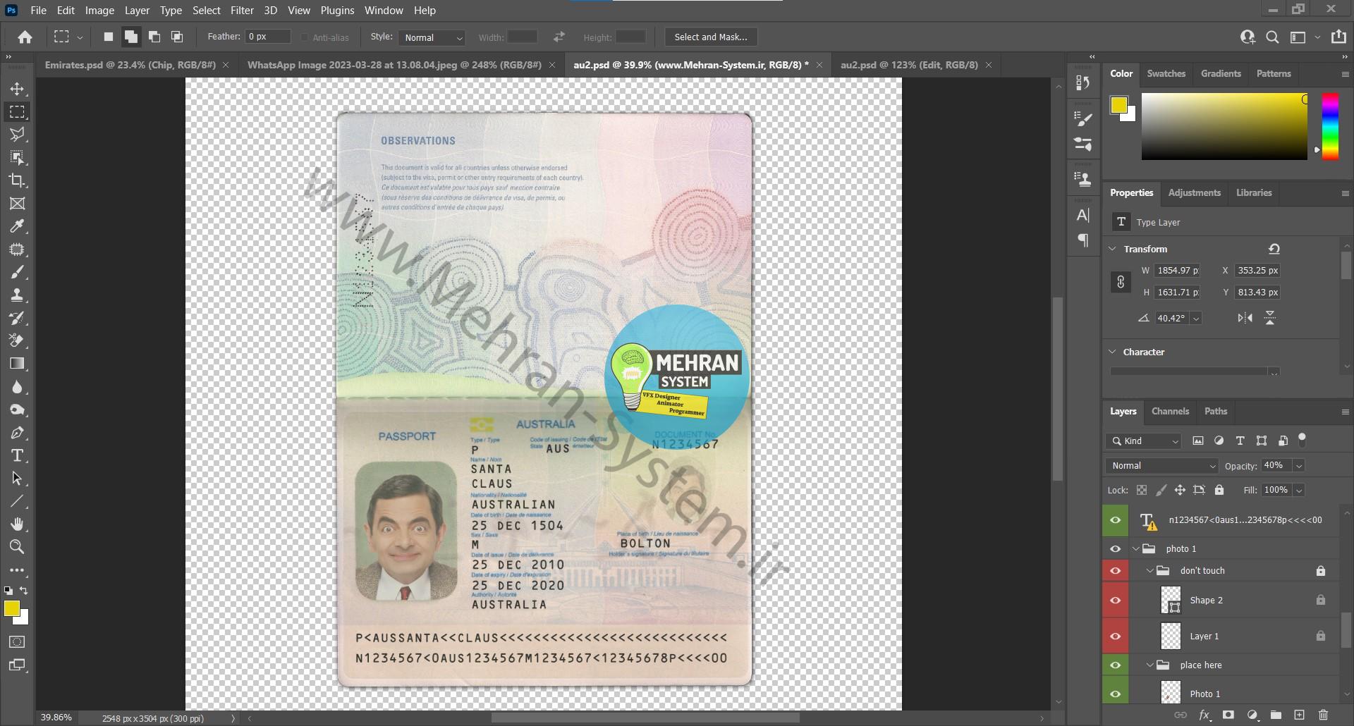 فایل لایه باز پاسپورت استرالیا (Australia Passport) 3 ادیت پاسپورت استرالیا