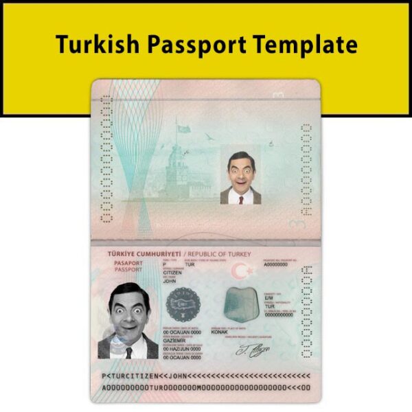 Turkey Passport template