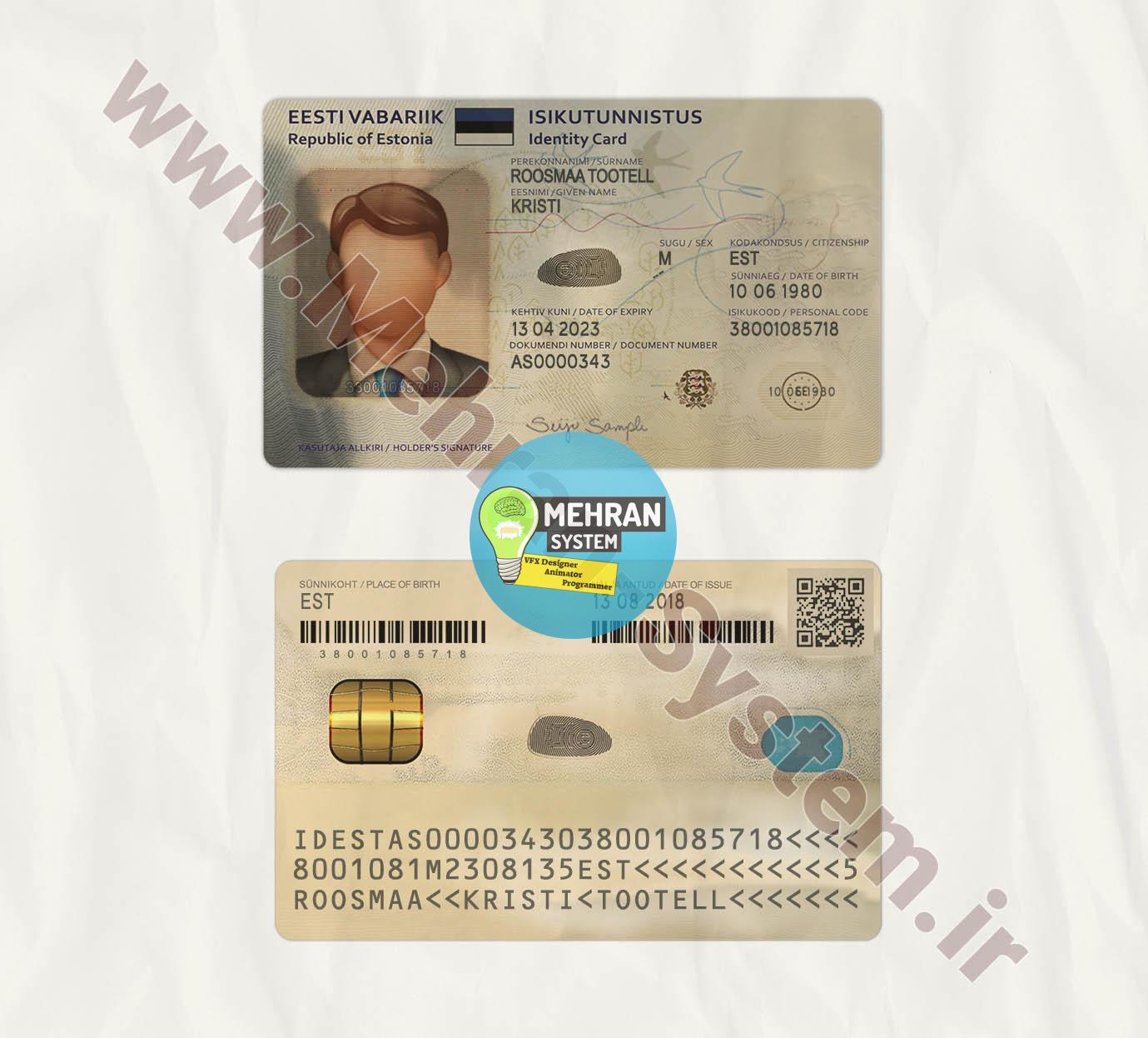 estonia id card template