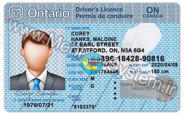 Canada Ontario Driving Licence Template - Mehran System
