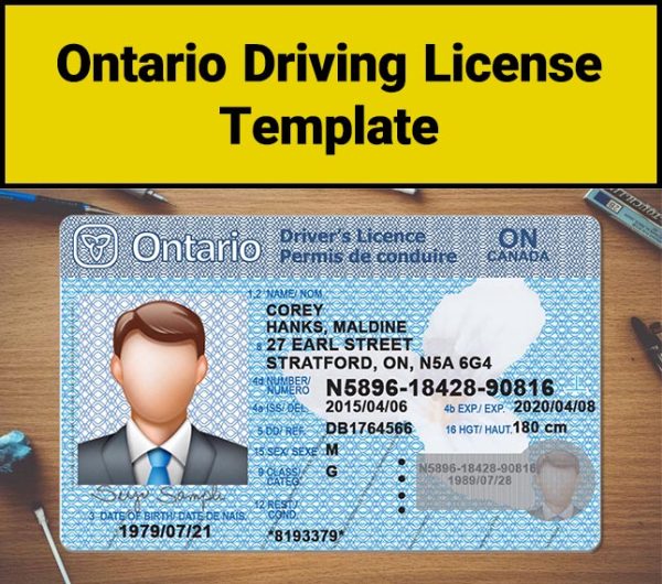 ontario driving license template
