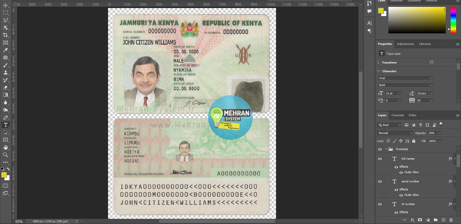فایل لایه باز آیدی کارت کنیا (Kenya) 2 فایل لایه باز آیدی کارت کنیا (Kenya) - تصویر 2