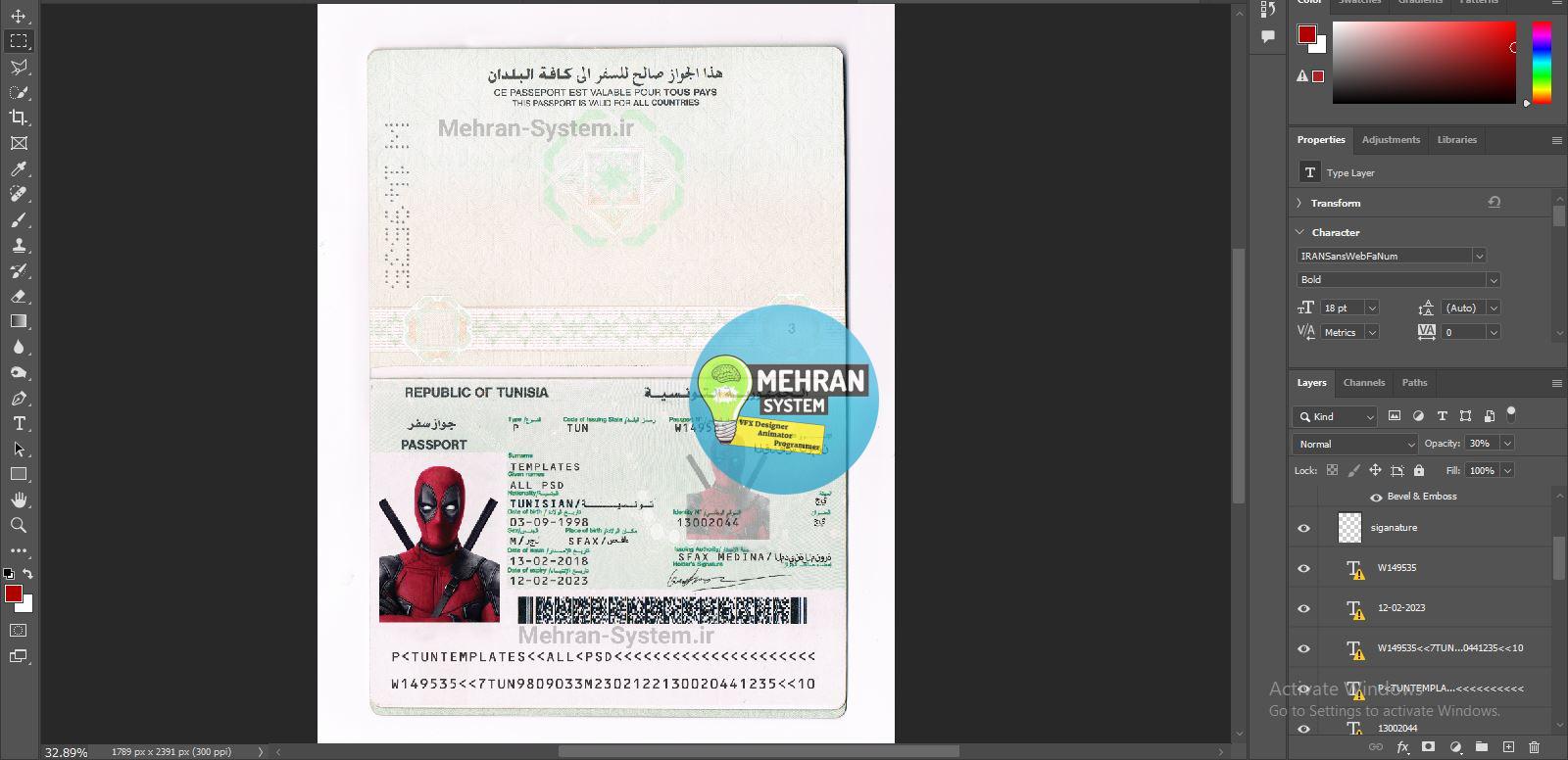 پاسپورت تونس لایه باز